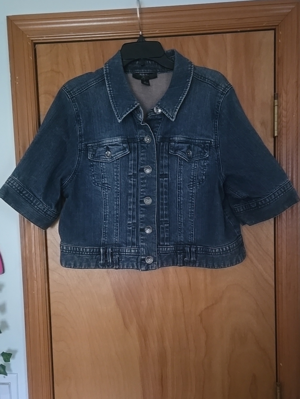 Style & Co. Women's 1/2-Sleeve Jean Jacket in Dark Blue Size XL